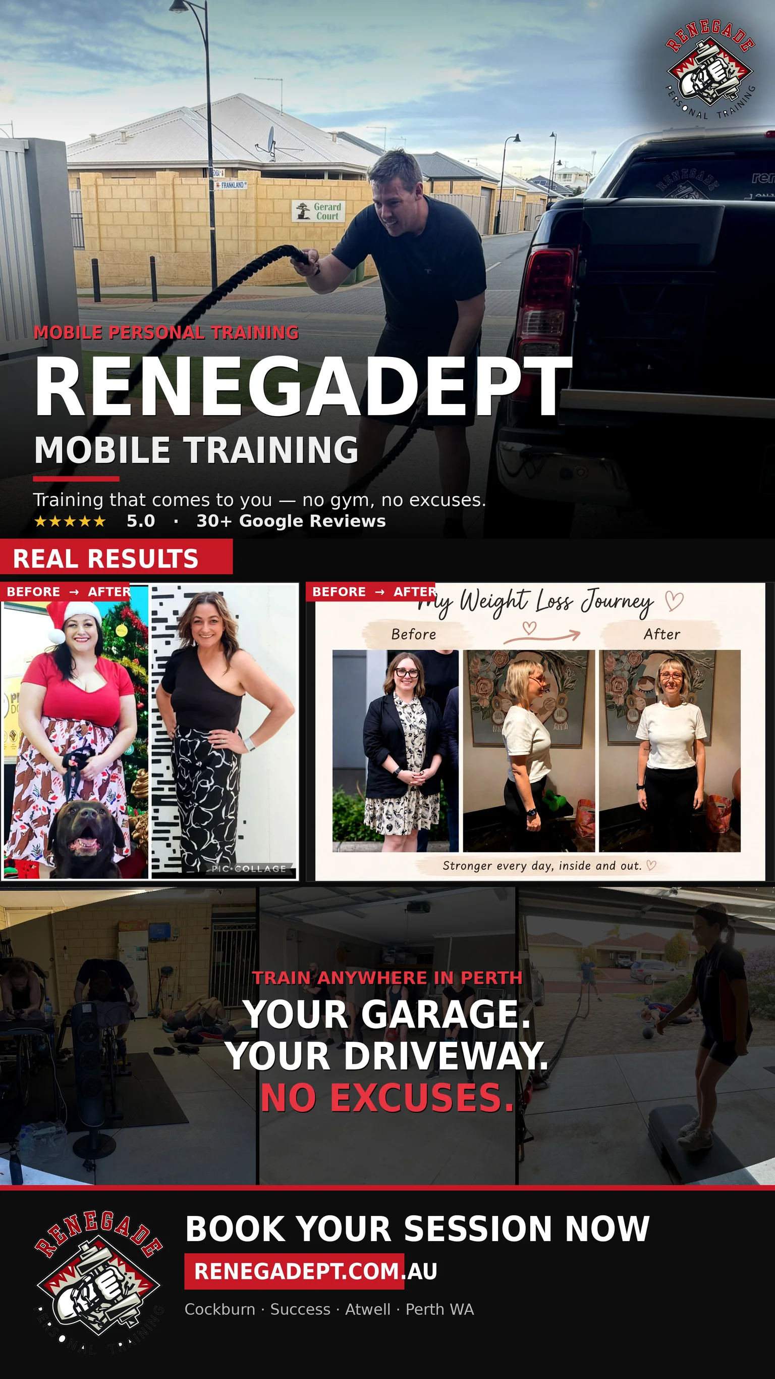 Real results — mobile personal training in your garage or driveway